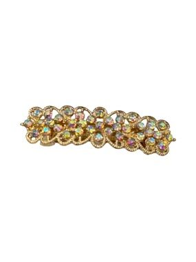Gold IRIDESCENT Crystal Floral Statement Hair Clip FINAL PRICE DROP